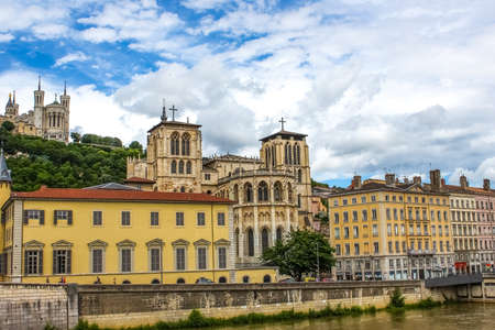 Lyon, France - August 3, 2019: Saint Jean Cathedral or Saint Jean Baptiste in Lyon, France on June...