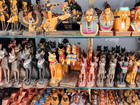 Sharm El Sheikh, Egypt - September 15, 2020: The local gift shop in Egyptian souvenir shop at Sharm El Sheikh, Egypt on September 15, 2020のeditorial素材