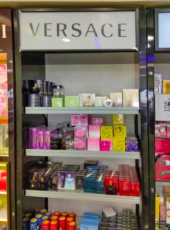 Kyiv, Ukraine - September 15, 2020: Versace Bright Crystal on display in a luxurious department...