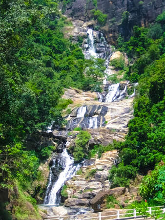 Waterfall in green tropical forest at Nuwara Eliya, Sri Lanka.の写真素材