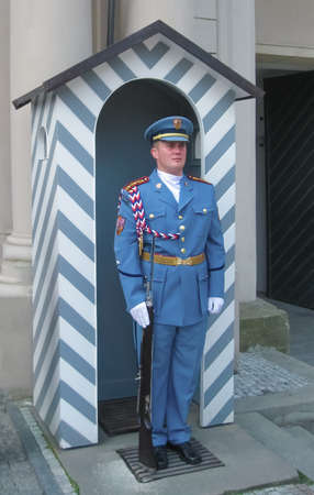 Prague, Czech Republic - 26 June, 2010: Guard at Prague Castle, Prague, Czech Republic on 26 June,...