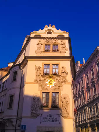 Prague, Czech Republic - June 26, 2010: Prague, Czech Republic - December 31, 2017: The facade of old house and old architecture in old town at Prague, Czech Republic - June 26, 2010のeditorial素材