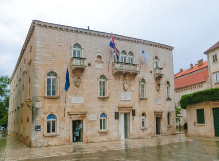 Trogir, Croatia - May 08, 2014: UNESCO World Heritage Site - City Hall, old Rector's Palace at Trogir, Croatia on May 08, 2014.のeditorial素材
