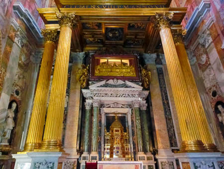 Rome, Italy - September 10, 2015: The interior of Basilica San Giovanni in Laterano, Rome, Italy on...
