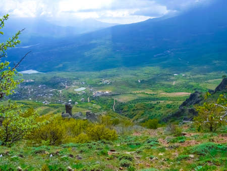Crimean mountains. Mountains in Crimea at the sunny summer day.
