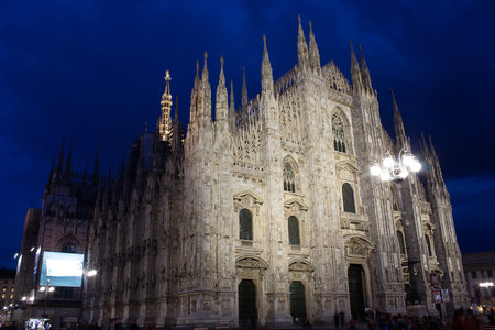 Milan, Italy - May 03, 2017: Night view of Milan Cathedral or Duomo di Milano, Italyのeditorial素材