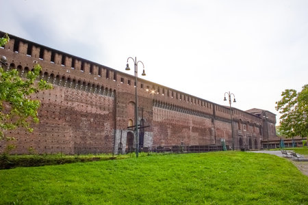 Milan, Italy - May 03, 2017: The Sforza 's castle in Milan, Italy on May 03, 2017 against white skyのeditorial素材