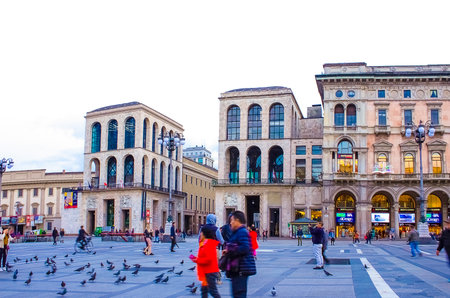 Milan, Italy - May 03, 2017: The people going at Duomo square in Milan, Italy - May 03, 2017のeditorial素材