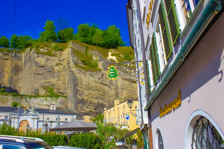 Salzburg, Austria - May 01, 2017: The old hotel at old town in Salzburg, Austria on May 01, 2017のeditorial素材