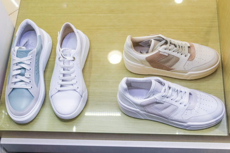 Kiyv, Ukraine - August 30, 2020: Estro Sport ES8 skechers shoes at the shop at Shopping Mall.のeditorial素材