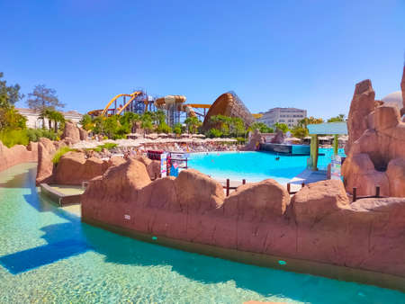 Belek, Antalya, Turkey - May 15, 2021: The Land of Legends theme park in Belek. Magicone adventure