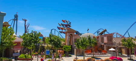 Belek, Antalya, Turkey - May 15, 2021: The Land of Legends theme park in Belek. Watermania adventure and Hyper coasterのeditorial素材