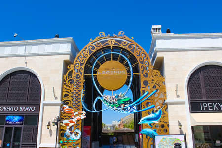 Belek, Antalya, Turkey - May 15, 2021: The Land of Legends theme park in Belek. Main entranceのeditorial素材