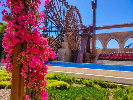 Belek, Antalya, Turkey - May 15, 2021: The Land of Legends theme park in Belek. Galeon adventure or attractionのeditorial素材