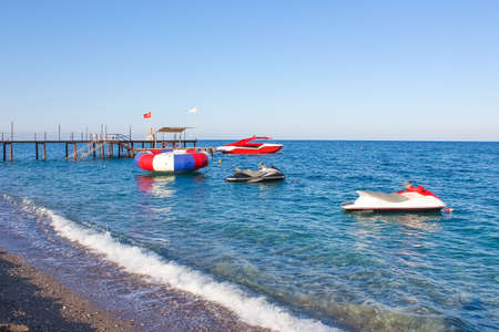 Beach on the Mediterranean coast in town Goynuk near Kemer, Antalia riviera, Turkey.の写真素材