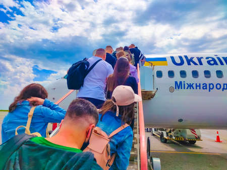 Zaporizhzhia, Ukraine - May 11, 2021: Ukraine International Airlines Boeing 737. New aircraft in airline's fleet.のeditorial素材