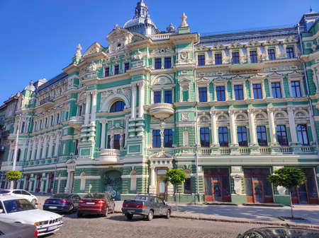 Odessa, Ukraine - August 23, 2021: Old facade building House of Rusov on Sobor Square historical center Odessa city Ukraineのeditorial素材