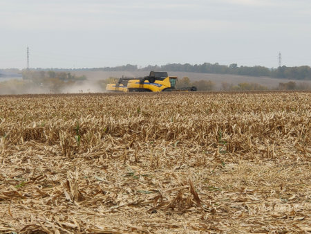 Kyiv, Ukraine - June 16, 2020: Yellow new holland Combine harvester or New Holland CX 6.90 combine at Kyiv, Ukraine on June 16, 2020のeditorial素材