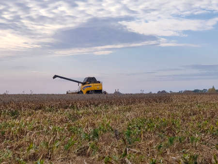 Kyiv, Ukraine - June 16, 2020: Yellow new holland Combine harvester or New Holland CX 6.90 combine at Kyiv, Ukraine on June 16, 2020のeditorial素材