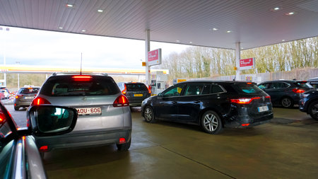 Vianden, Luxembourg - December 30, 2021: SHELL fuels and petrol station at Luxembourg on December...