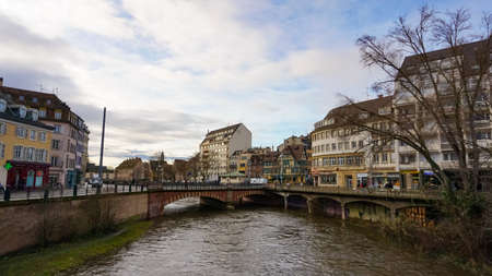 Strasbourg, Alsace, France - December 30, 2021: People going to downtown area of Strasbourg at Alsace, France on December 30, 2021のeditorial素材
