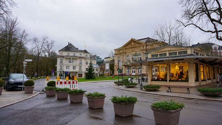 Baden-Baden, Germany - December 29, 2021: Historic buildings at the famous old town of Baden-Baden
