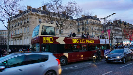 Paris, France - January 01, 2022: BigBus Paris, hop-on, hop-off sightseeing tours in Parisのeditorial素材