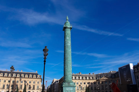 Paris, France - January 01, 2022: Place Vendome is a square Place Vendome was laid out in 1702. The original Vendome Column at the center of the square was erected by Napoleon I.のeditorial素材