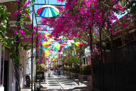 Puerto Plata, Dominican Republic - May 4, 2022: Street Umbrellas in Puerto Plata, Dominican Republic