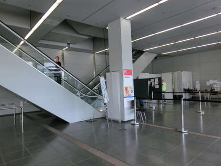 Frankfurt, Germany - April 24, 2022: At the arrival center for Ukrainian refugees