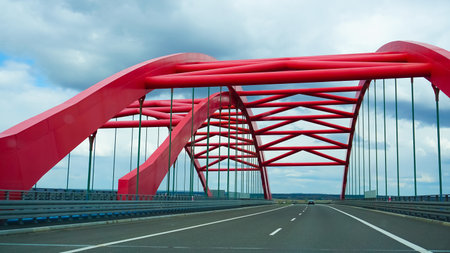 Wroclaw, Poland - April 17, 2022: Cloudy Sky Over The Red Bridgeのeditorial素材