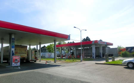 Prague, Czech - May 11, 2022: Benzina gas station. Gas station in Prague in the outskirtsのeditorial素材