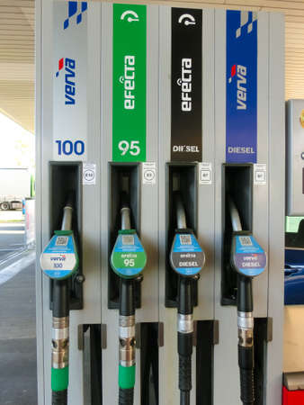 Prague, Czech Republic - May 12, 2022: Oil nozzle at the petrol stationのeditorial素材