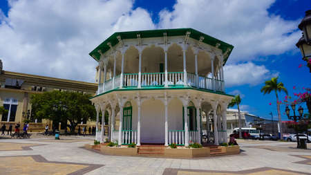 Puerto Plata, DR - May 10, 2022: The beautiful Central Park is the center piece of the city Puerto Plata where locals and tourists from around the world visit.のeditorial素材