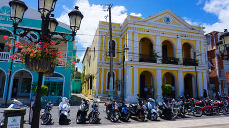 Puerto Plata, DR - May 10, 2022: The beautiful Central Park is the center piece of the city Puerto...