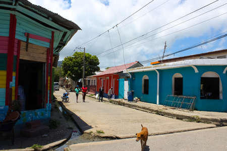 Puerto Plata, DR - May 04, 2022: Colorful in the center of buildings of Puerto Plata, Dominican...