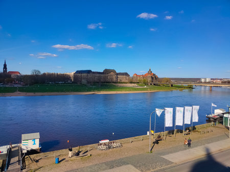 Dresden, Germany - April 18, 2022: Embankment of the Elbeのeditorial素材