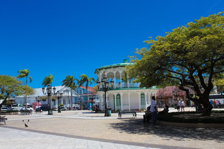 Puerto Plata, DR - May 10, 2022: The beautiful Central Park is the center piece of the city Puerto Plata where locals and tourists from around the world visit.のeditorial素材