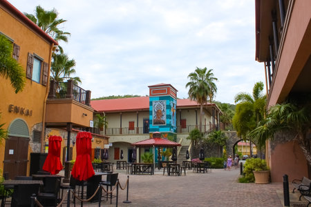 St Thomas, USVI - May 4, 2022: View of Yacht Haven Grande marina in St Thomas, USVI.のeditorial素材