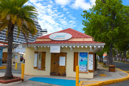 Charlotte Amalie, US Virgin Islands - May 4, 2022: Charlotte Amalie shopping district at portのeditorial素材