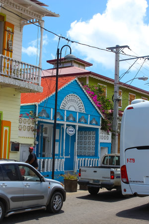 Puerto Plata, DR - May 04, 2022: Colorful in the center of buildings of Puerto Plata, Dominican Republicのeditorial素材