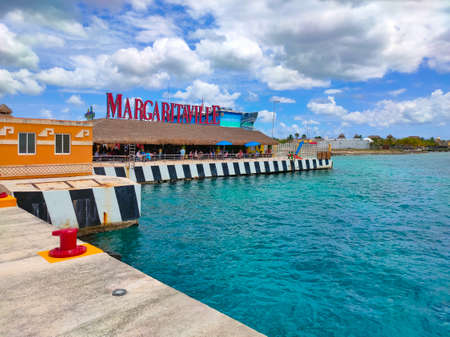 Cozumel, Mexico - May 04, 2022: The cafe at Cozumel port during one of the Western Caribbean cruises at Cozumel, Mexicoのeditorial素材