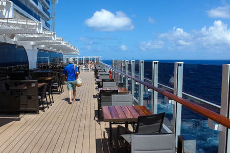 Puerto Plata, Dominican Republic - May 4, 2022: The upper desk area on the new cruise ship or new...