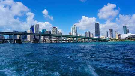 Miami, USA - April 23, 2022: Bridge at Bayside Marina in Miami, Florida USAのeditorial素材