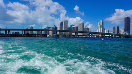 Miami, USA - April 23, 2022: Bridge at Bayside Marina in Miami, Florida USAのeditorial素材