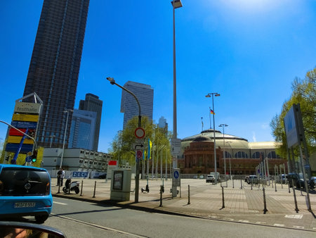 Frankfurt am Main, Germany - May 10, 2022: street view to the Frankfurt downtownのeditorial素材
