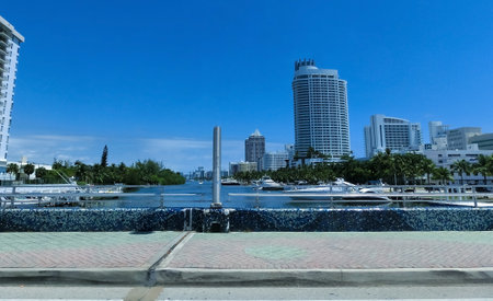 Fort Lauderdale, Florida, US - May 08, 2022: Cityscape of Ft. Lauderdale, Florida showing the beach, yachts and condominiumsのeditorial素材