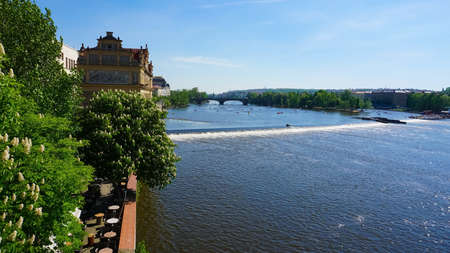 View of old town and Vltava river in Prague, Czech Republicの写真素材