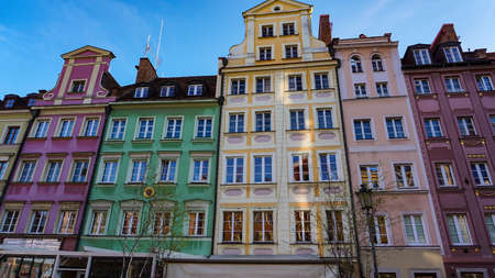 The old building in the historical center on Wroclaw, Polandの写真素材