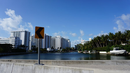 Luxurious mansion in Miami Beach, Florida at USの写真素材